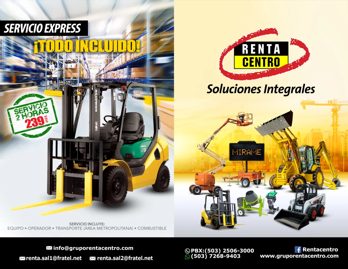 Página 1 del catálogo de renta de RentaCentro El Salvador